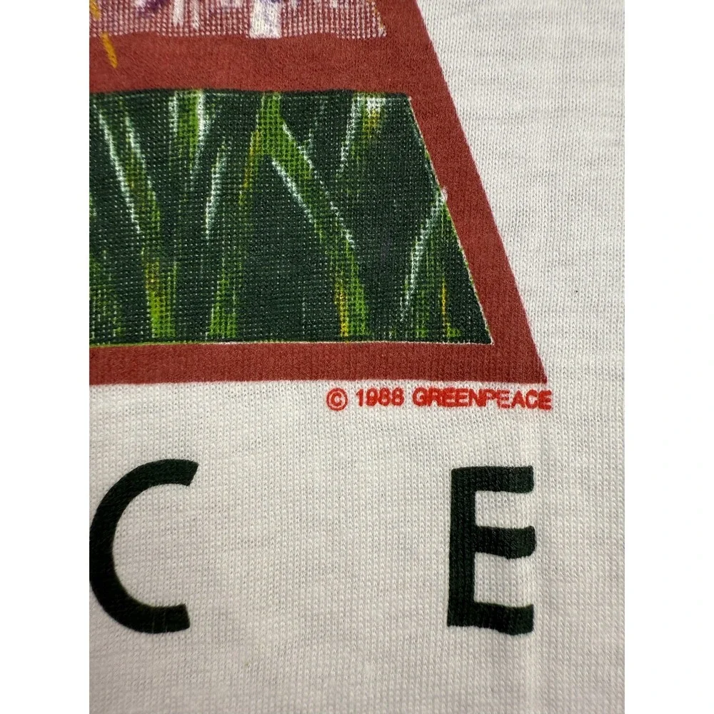 Vintage Greenpeace Shirt Mens 3XL Giraffe Graphic Nature Animal Art 1988‎ 80s